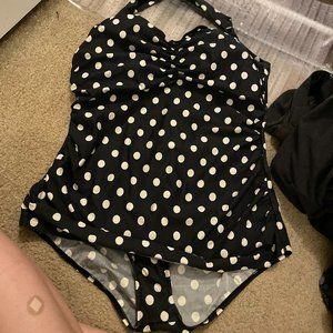 EUC Modcloth polka dot halter swim